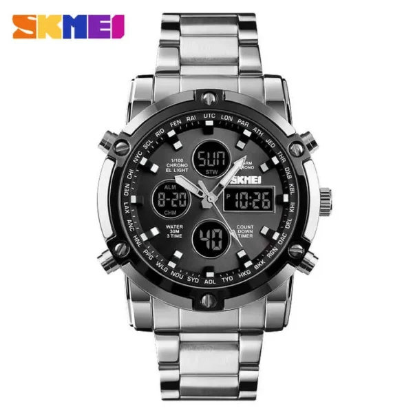 SKMEI 1389 Luxury Fashion Sport Waterproof Stainless Steel Watch( Chocolate Dail)